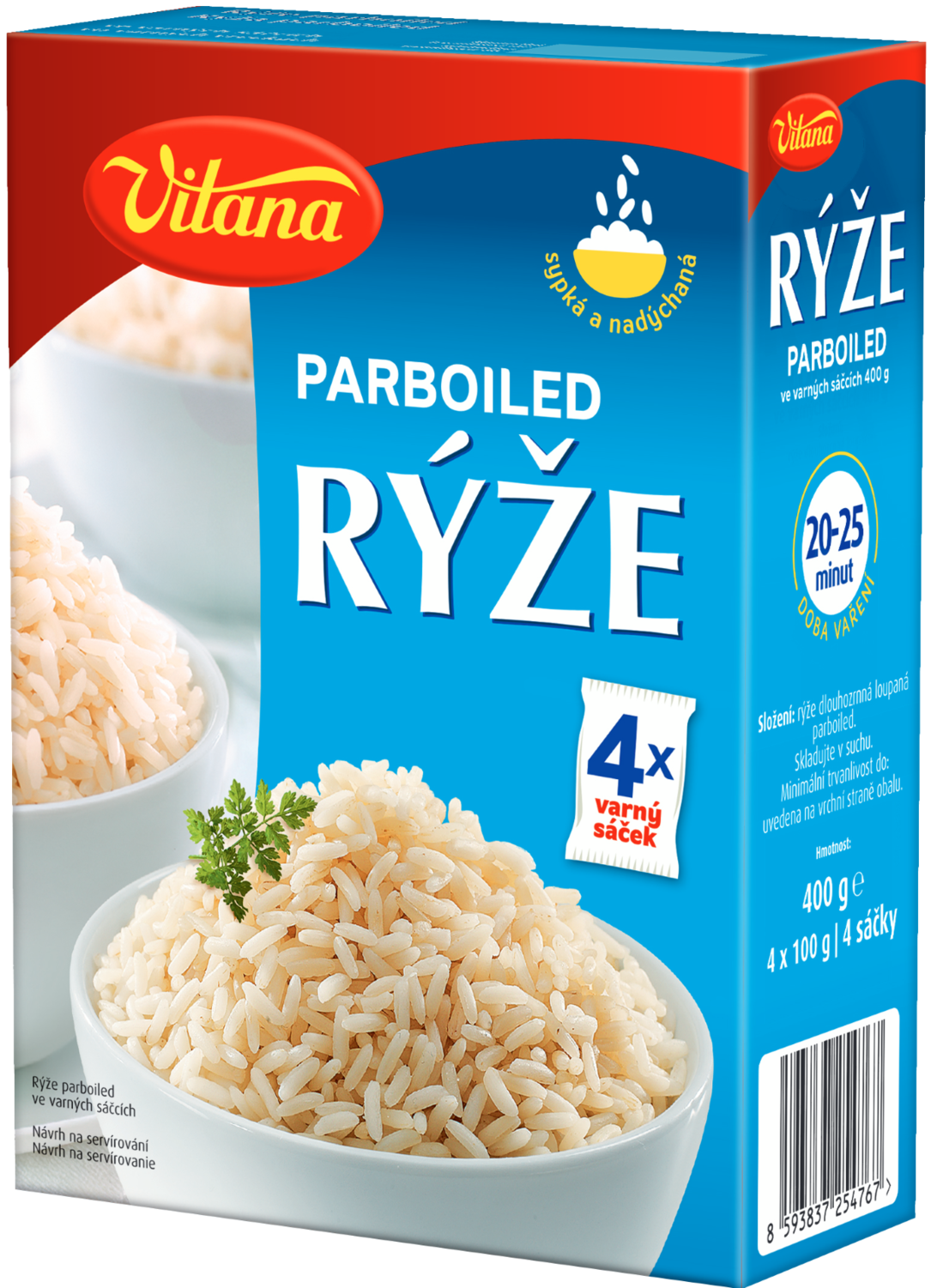 Ryža lúpaná Parboiled vo var. vreckách 400g