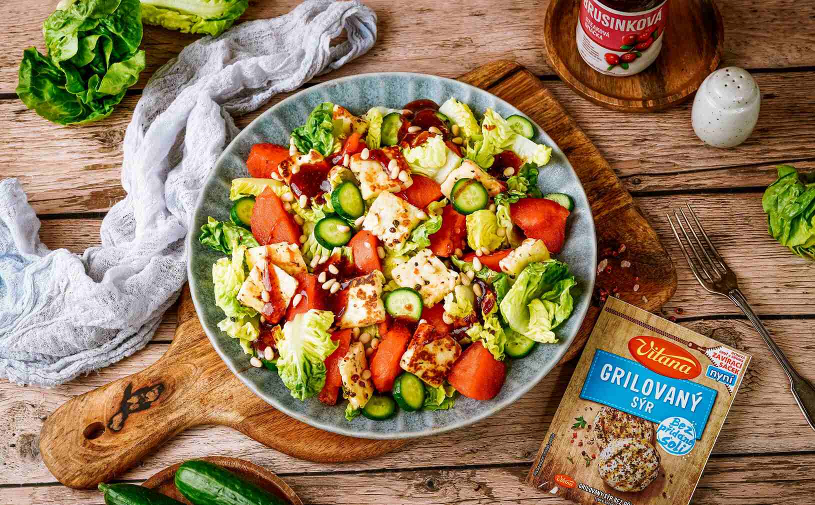 Recept: Šalát s grilovaným halloumi syrom a melónom
